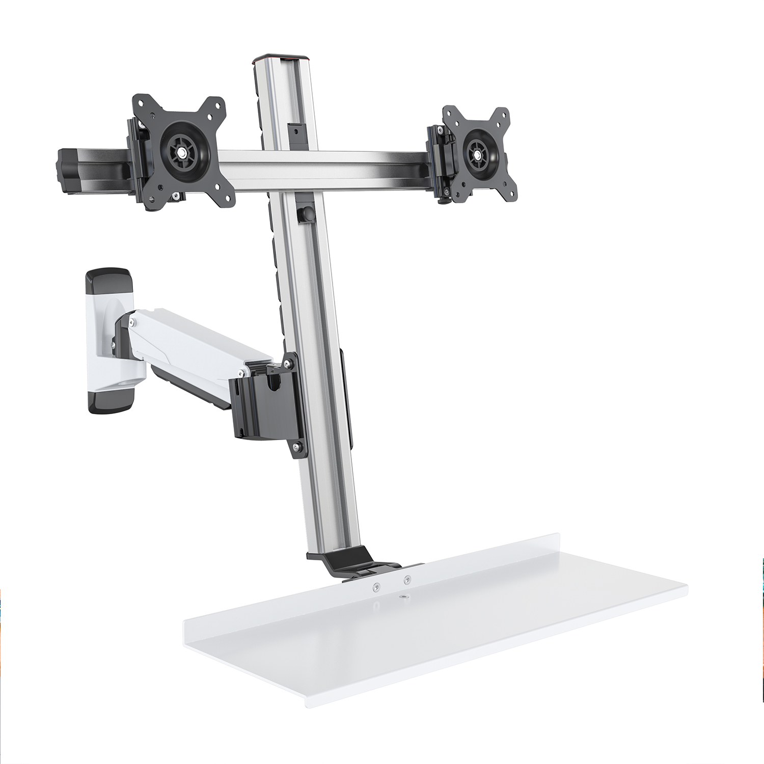 Support mural double écran avec plateau clavier – V-MOUNTS VM-WS16