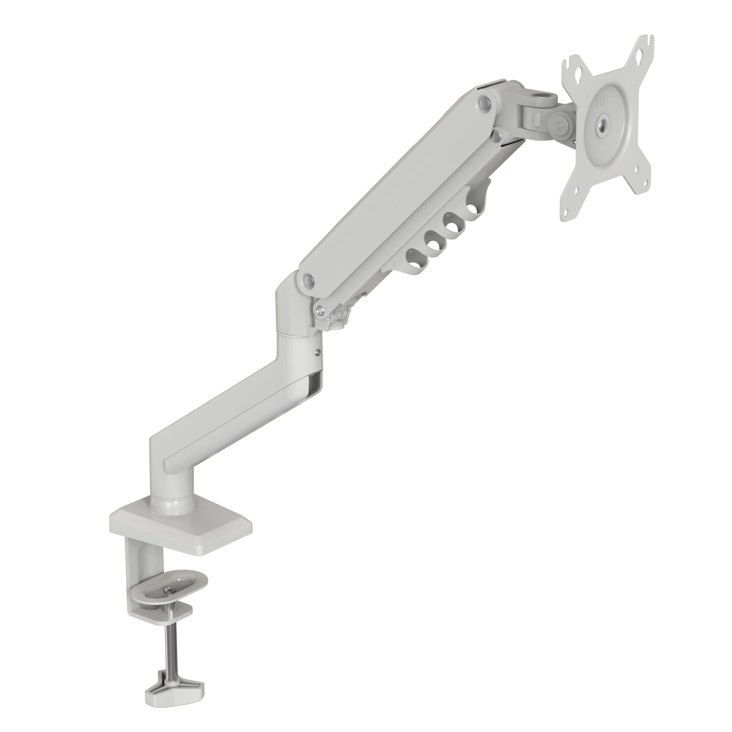 Gas Spring Adjustable Single Monitor Arm for Flat & Curved Screens | Tool-Free Installation & Concealed Cable Management V-MOUNTS VM-DA105