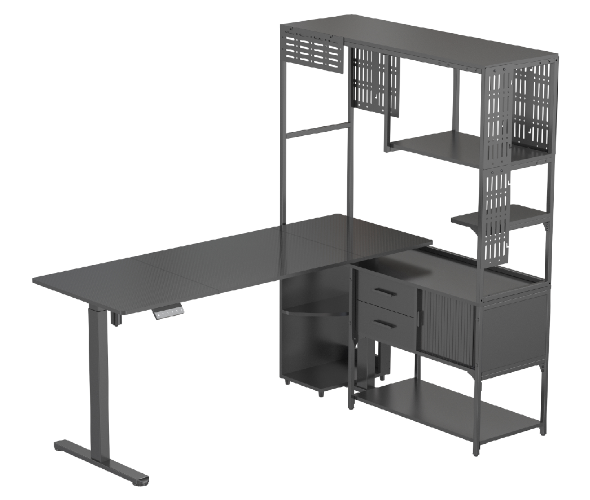 Standing Desk with Upper and Lower Storage Cabinets V-MOUNTS VM-EGT09