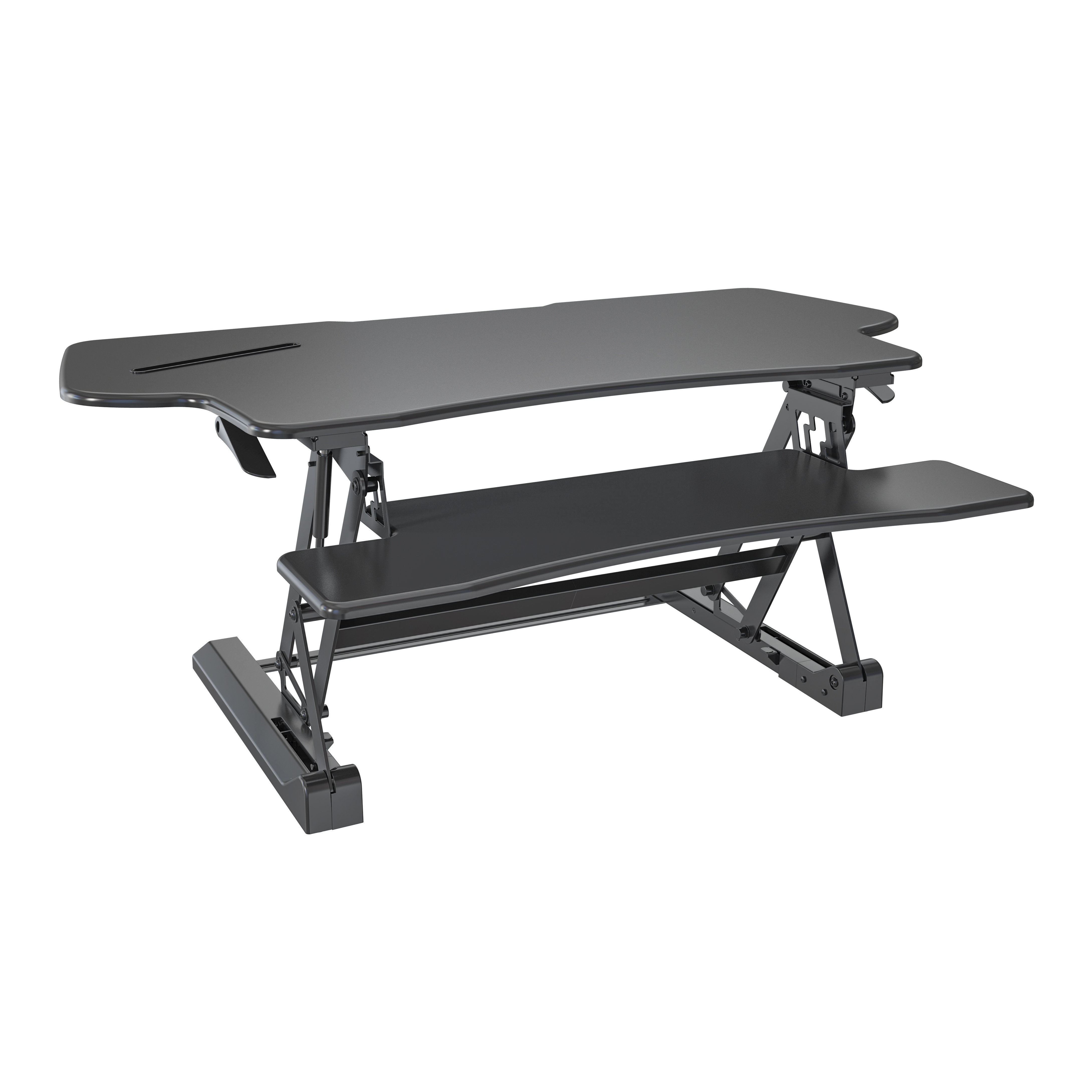 Sit-Stand Desk Converter with Dual Handle & Keyboard Tray | V-MOUNTS VM-GLD07L