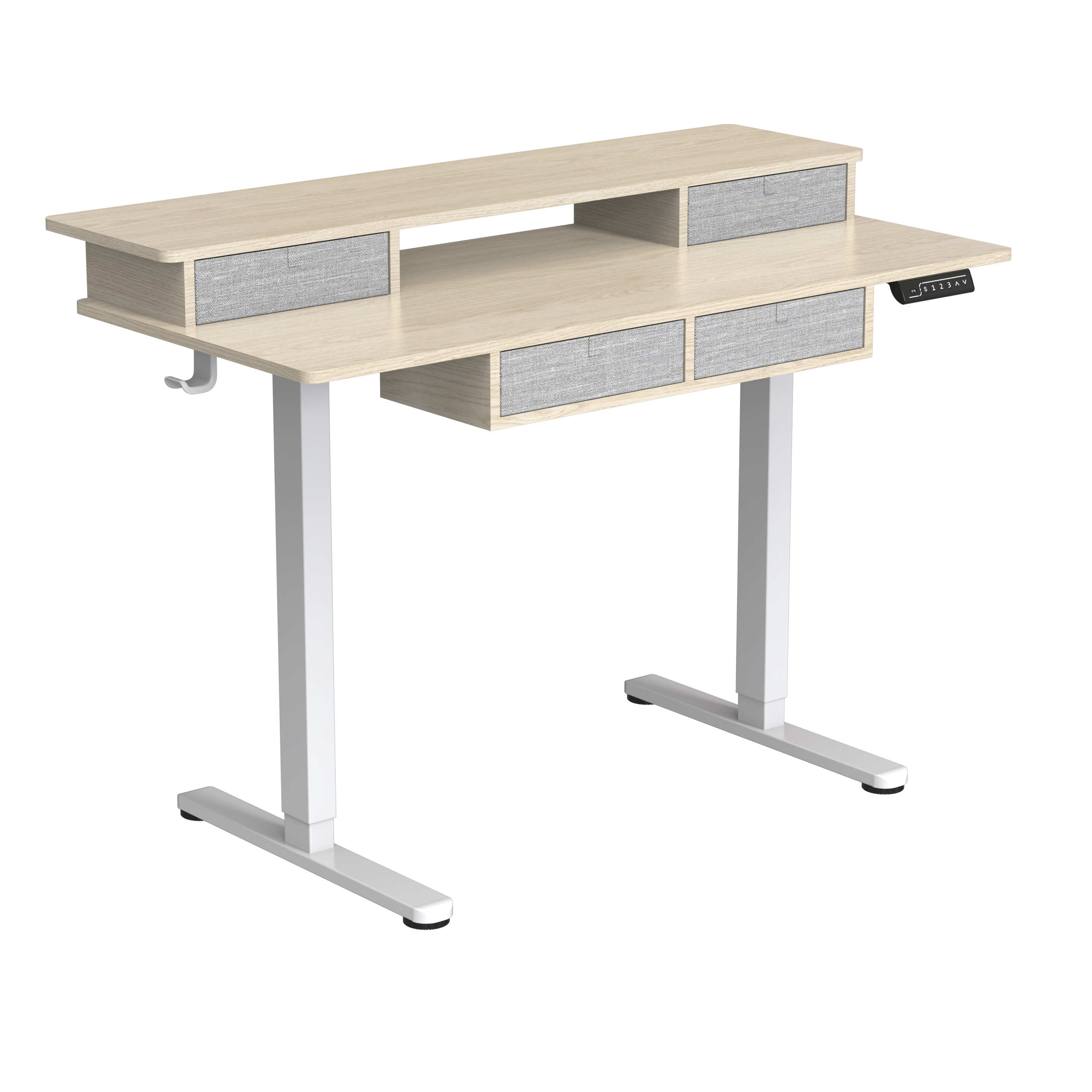 CE UKCA Electric Standing Desk Dual-Tier Expanded Desktop Built-in Drawer Storage Intelligent Anti-collision Rebound V-MOUNTS  JSD5-02-2P-S3