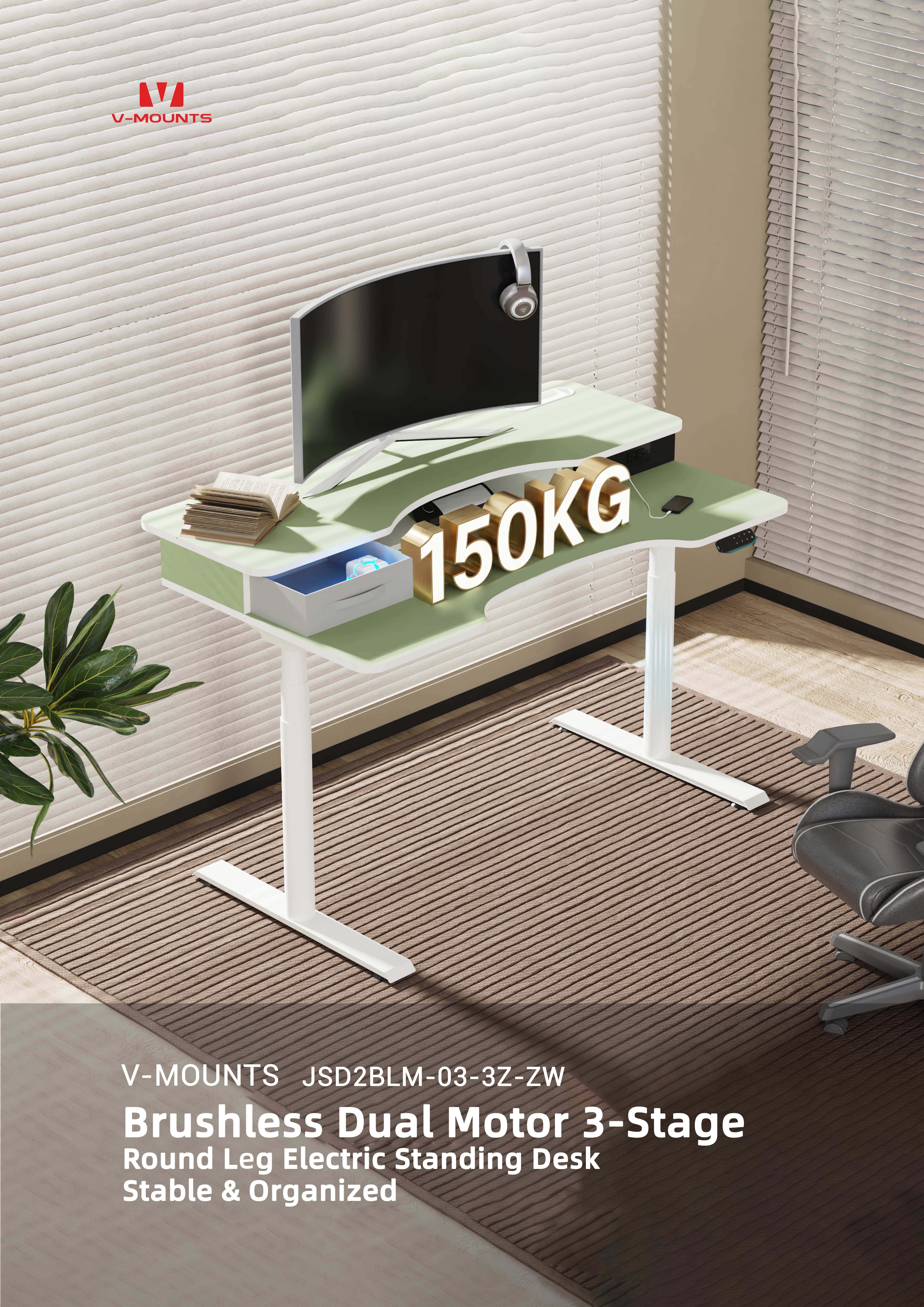 V-MOUNTS Electric Sit to Stand Desks JSD2BLM-03-3Z-ZW