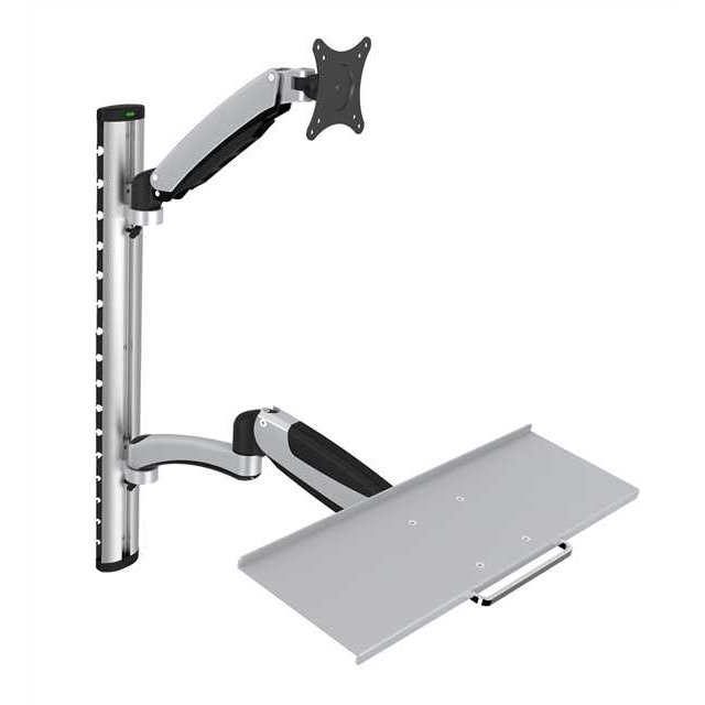 Station murale ajustable pour écran avec plateau à clavier – V-MOUNTS VM-WS02
