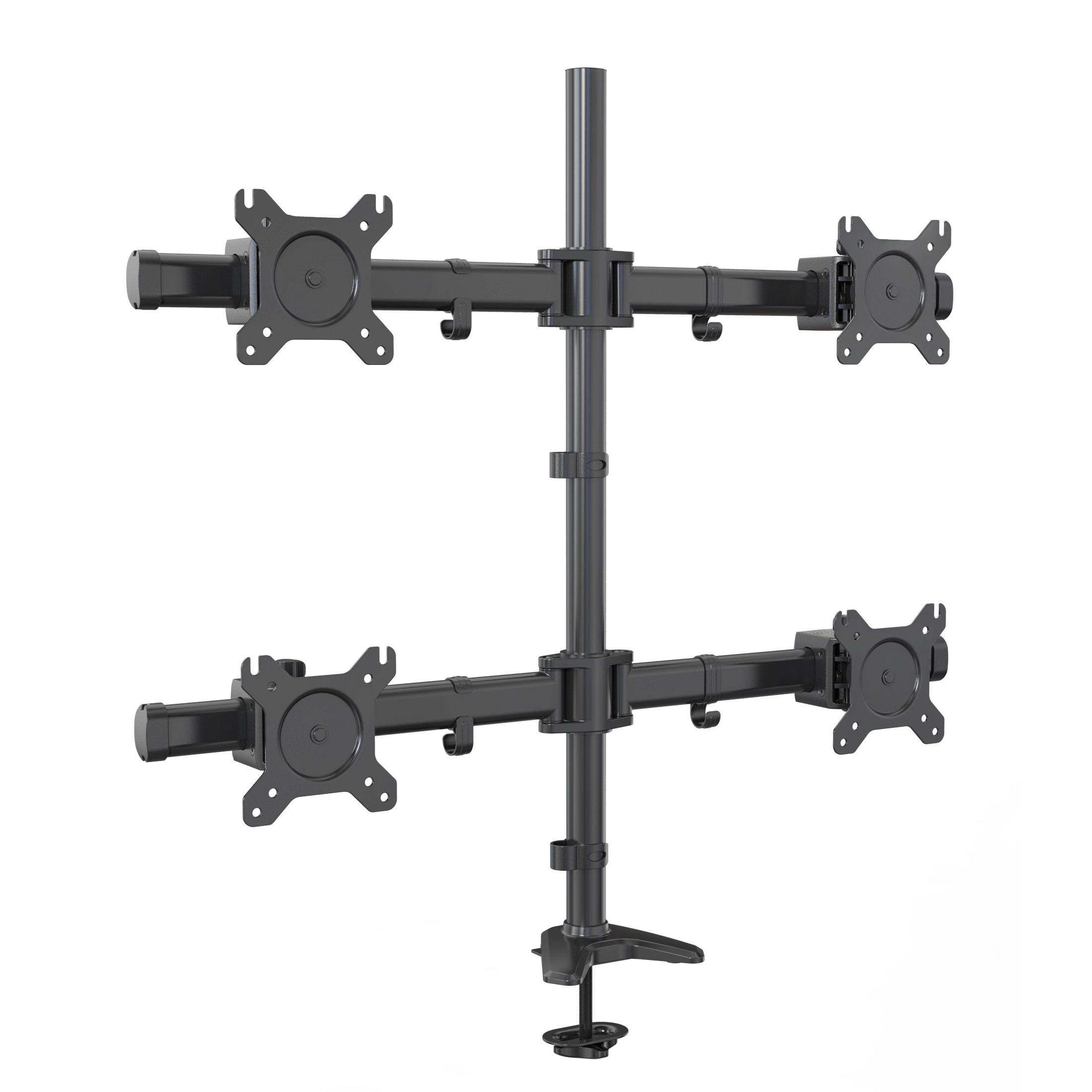Adjustable 4-Screen Laptop Desk Mount with C-Clamp for 15''-24'' Monitors – V-MOUNTS VM-MP340GL