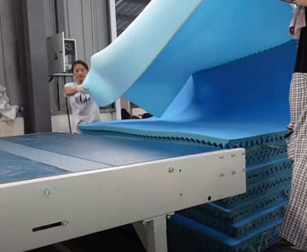 This is our composite foam mattress topper production site.
