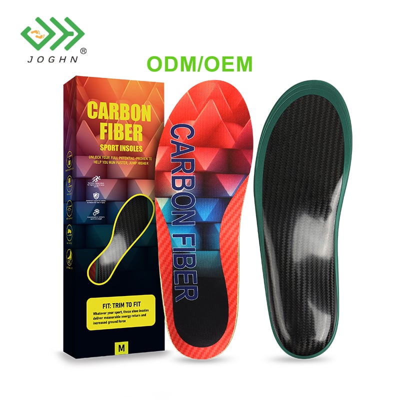 Plantillas ortopédicas de baloncesto Dunk de China de longitud completa personalizadas de JOGHN ODM, plantillas con soporte para el arco, plantillas con placa de carbono, plantillas de fibra de carbono