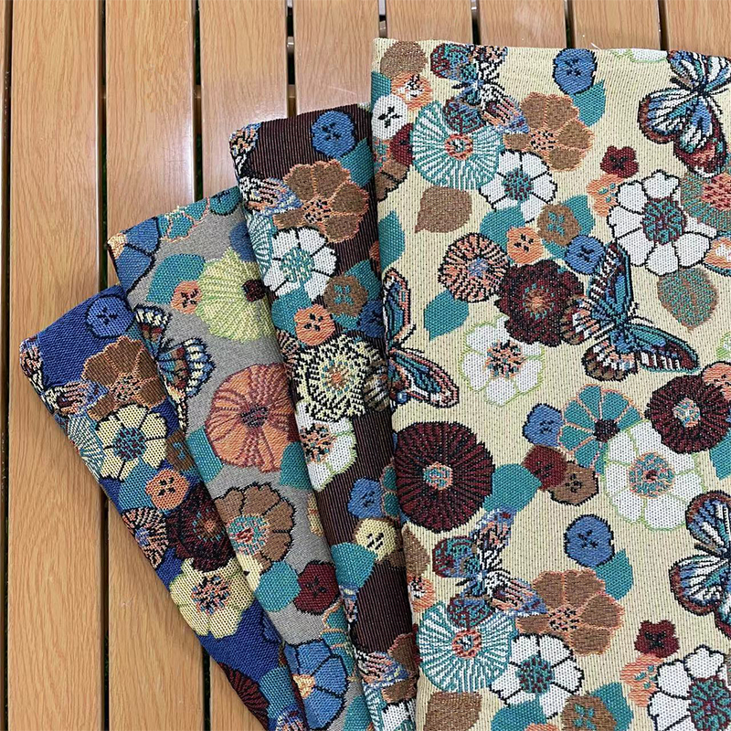 LOW MOQ Quick Custom Floral pattern Jacquard Tapestry Fabric for Hoodies Woven Blankets Bags & Upholstery-Customizable Apparel