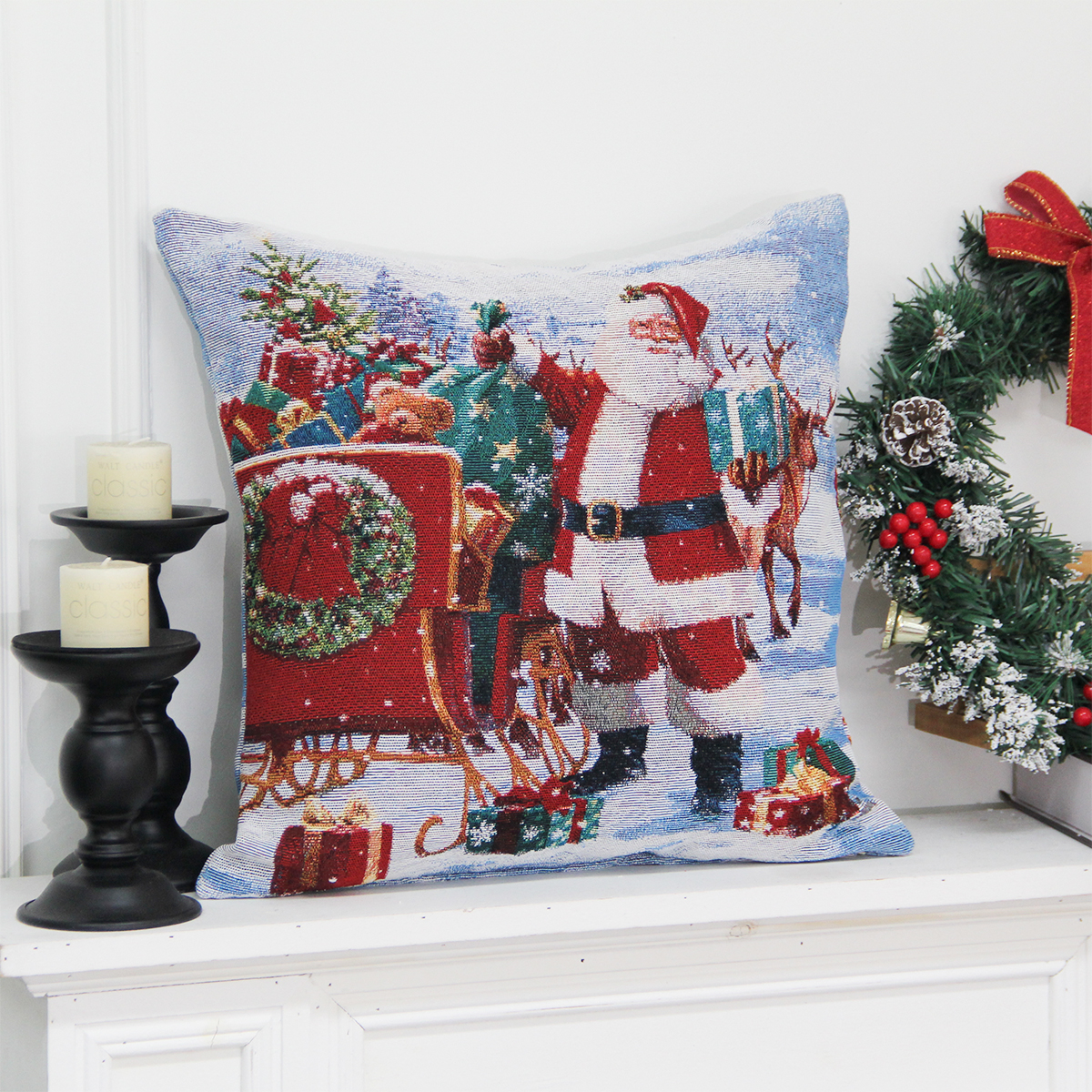 Hot-selling Square American Christmas Woven Custom Cushion Pillow Covers Home Hotel Hospital Eco-Friendly PolyesterCotton