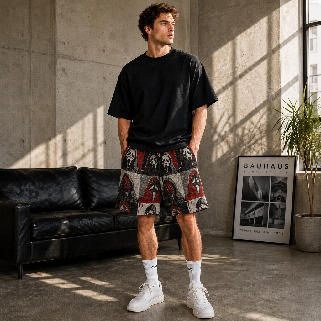 Start small custom Jacquard Woven Men's Sporty Elastic Waist Breathable Eco-Friendly Plus Size Tapestry Shorts