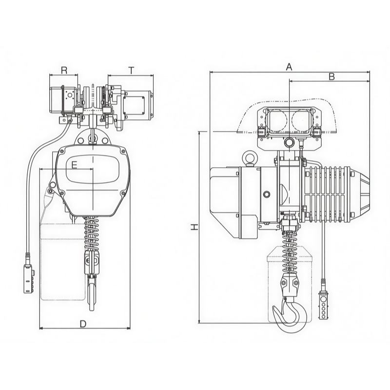 ALLMAN AMEH Trolley Type Electric Chain Hoist – 3 Phase Heavy Duty Hoist with High Speed Lifting