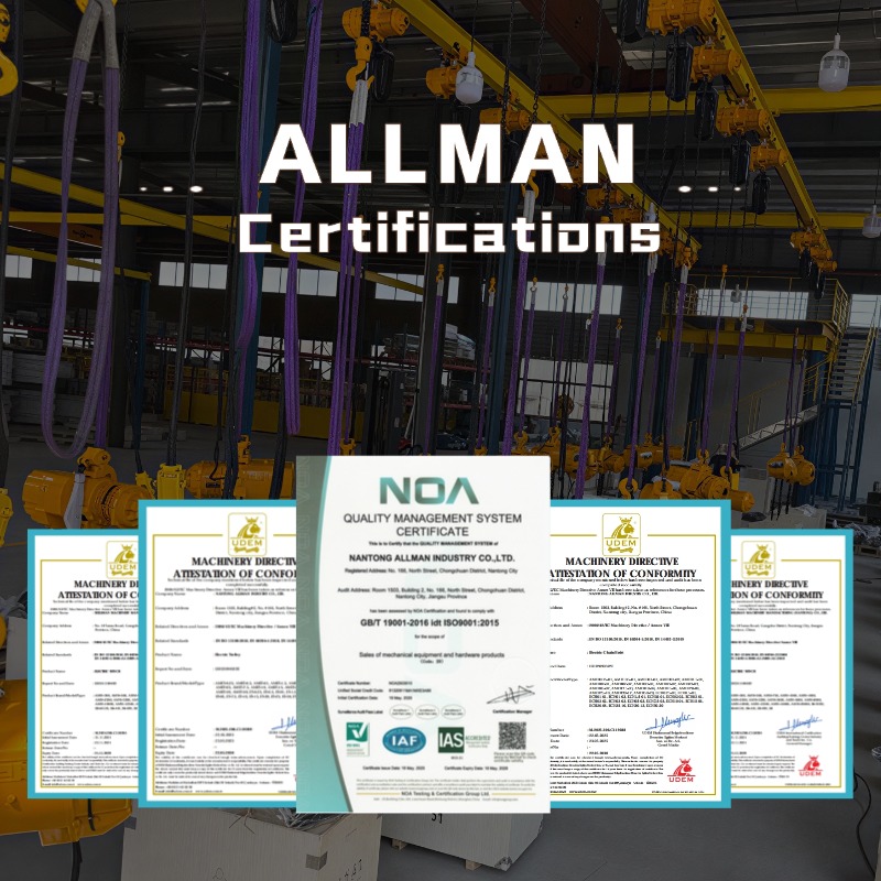 ALLMAN AMEH Trolley Type Electric Chain Hoist – 3 Phase Heavy Duty Hoist with High Speed Lifting