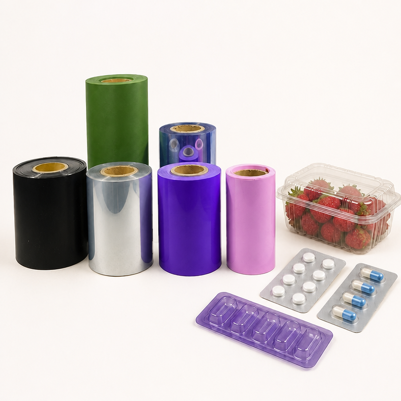 Rouleau rigide en PVC disponible en plusieurs couleurs pour le thermoformage et l’emballage sous blister par formage sous vide