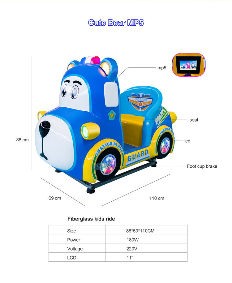 Coin Operated Game Children's Cartoon Car Racing Games Machine Car Kiddie Ride Machine details
