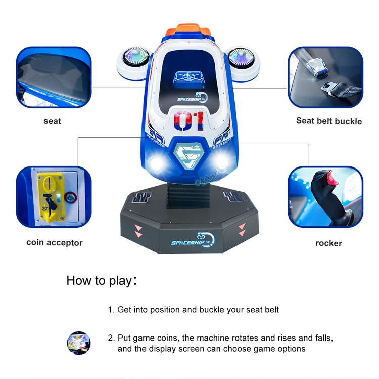 Coin Operated Kiddie Rides Swing Car Video Machine Mini SpaceShip Plane Ride For Kids factory