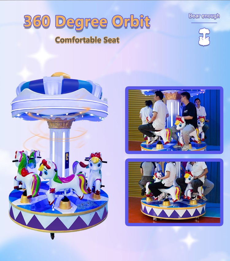 6 Seats Carousel Fairground Attractions Theme Park Ride Kids Mini Electric Merry Go Round factory