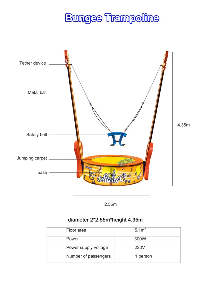 Popular Amusement Outdoor Rotating Trampoline Jumping Bungee Rides Entertainment Kids Square Violin Trampoline Rides manufacture