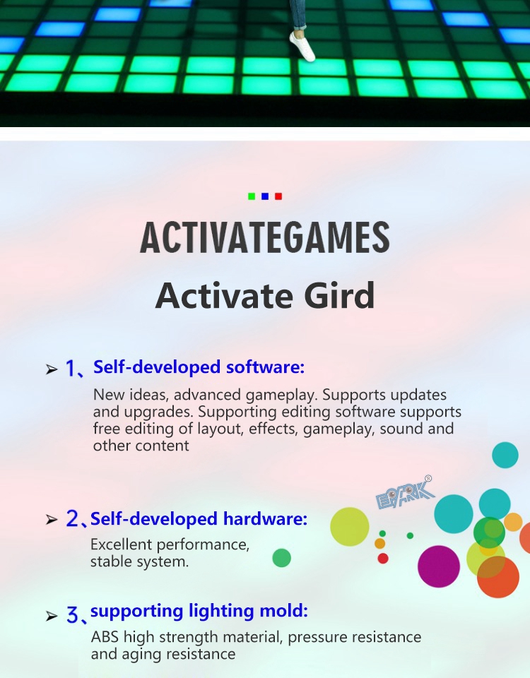 Interactive Gaming Led Floor 30x30 Dancing Floor Active Super Grid Games factory