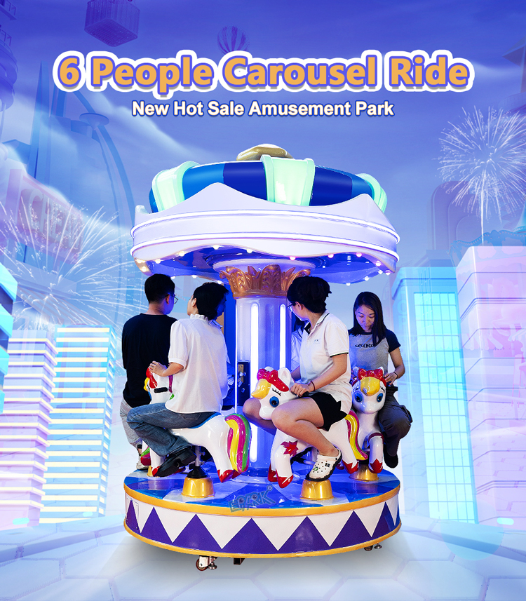 6 Seats Carousel Fairground Attractions Theme Park Ride Kids Mini Electric Merry Go Round supplier