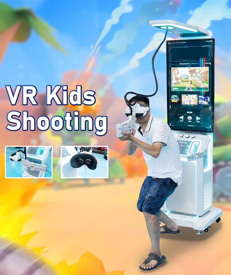 Theme Park Virtual Reality Game VR Gun Simulator Shooting Game Machine manufacture