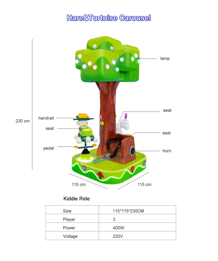 Amusement Park Ride Carousels 3 Players Kids Carousel Ride For Sale details