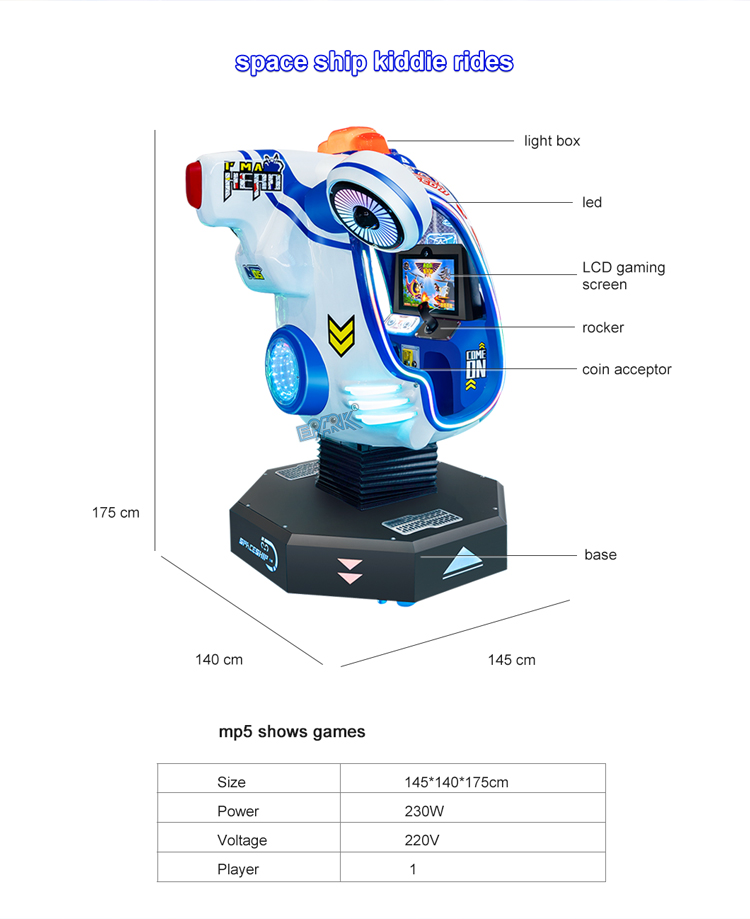Coin Operated Kiddie Rides Swing Car Video Machine Mini SpaceShip Plane Ride For Kids details