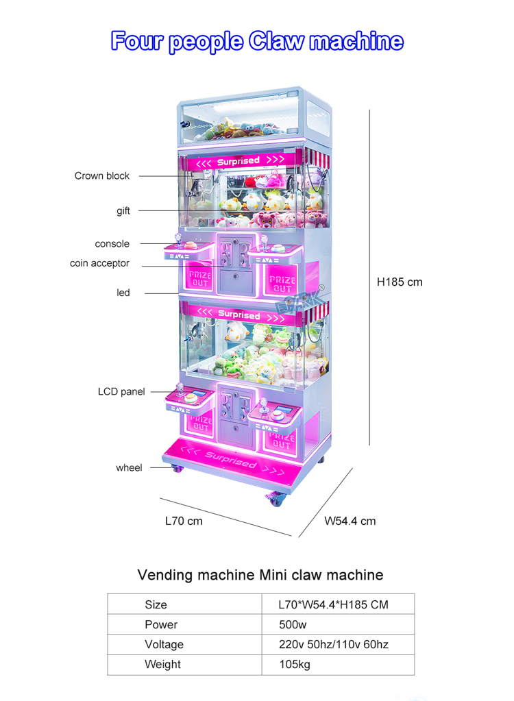 Factory Wholesale Coin Operated Candy Arcade Game Cheap Mini Claw Machines Small Toy Catcher Claw Crane Machine factory
