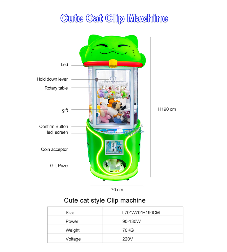 Indoor Amusement High Popular Claw Machines Arcade Coin Operated Games Clip Game Machine details