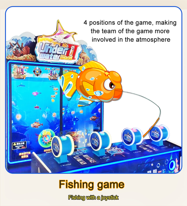 65 LCD Under Water World Indoor Interactive Redemption Video Fishing Game Machine with Ticket factory