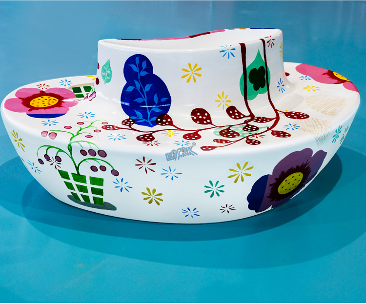 Hot Selling Modern Fiberglass Flowerpot Seat Leisure Chair Sculpture For Shopping Mall Commercial Street manufacture