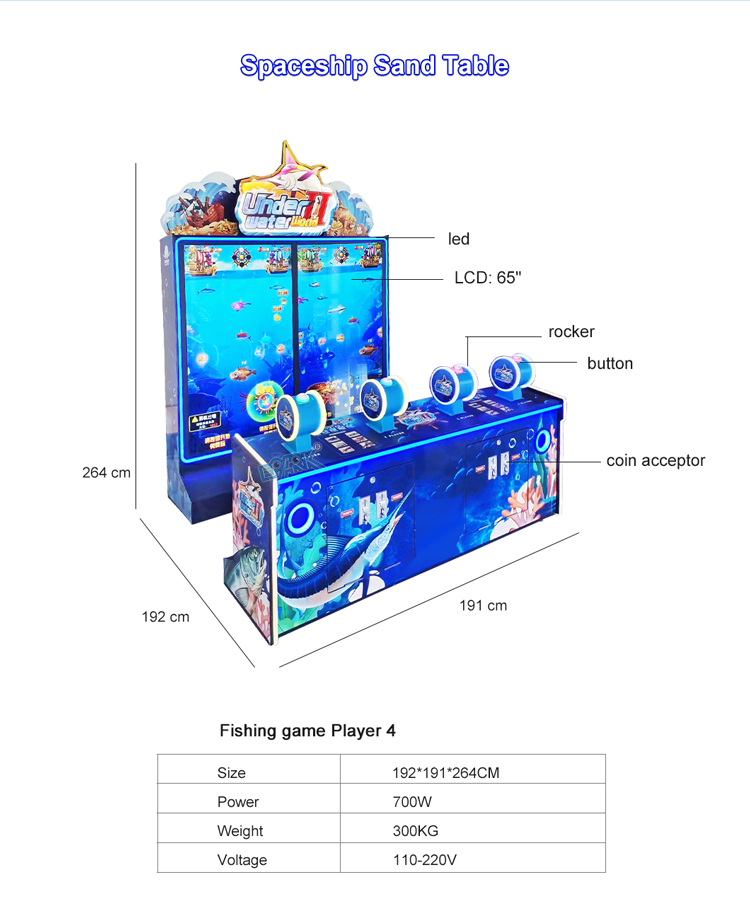65 LCD Under Water World Indoor Interactive Redemption Video Fishing Game Machine with Ticket factory