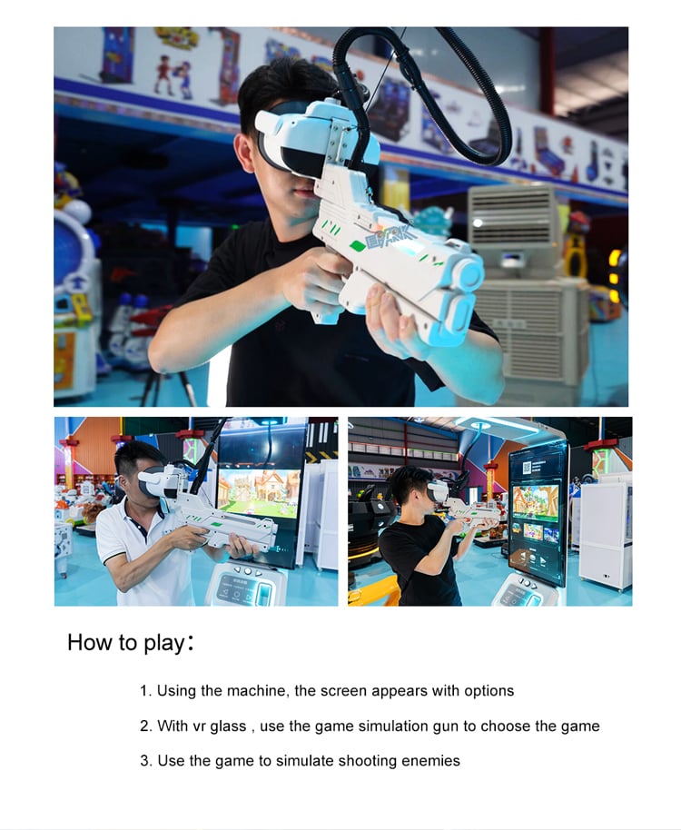 Theme Park Virtual Reality Game VR Gun Simulator Shooting Game Machine details