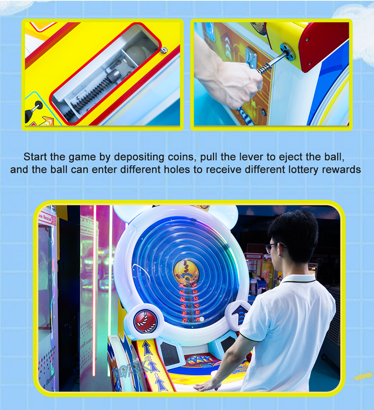 Arcade Coin Operated Lottery Ticket Machine Crazy Ball Wheel Runner Game Machines details