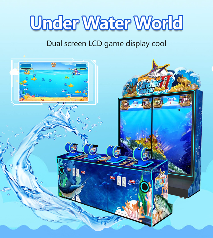 65 LCD Under Water World Indoor Interactive Redemption Video Fishing Game Machine with Ticket supplier