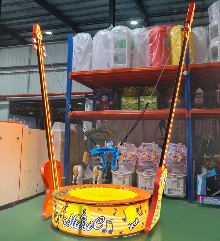 Popular Amusement Outdoor Rotating Trampoline Jumping Bungee Rides Entertainment Kids Square Violin Trampoline Rides details