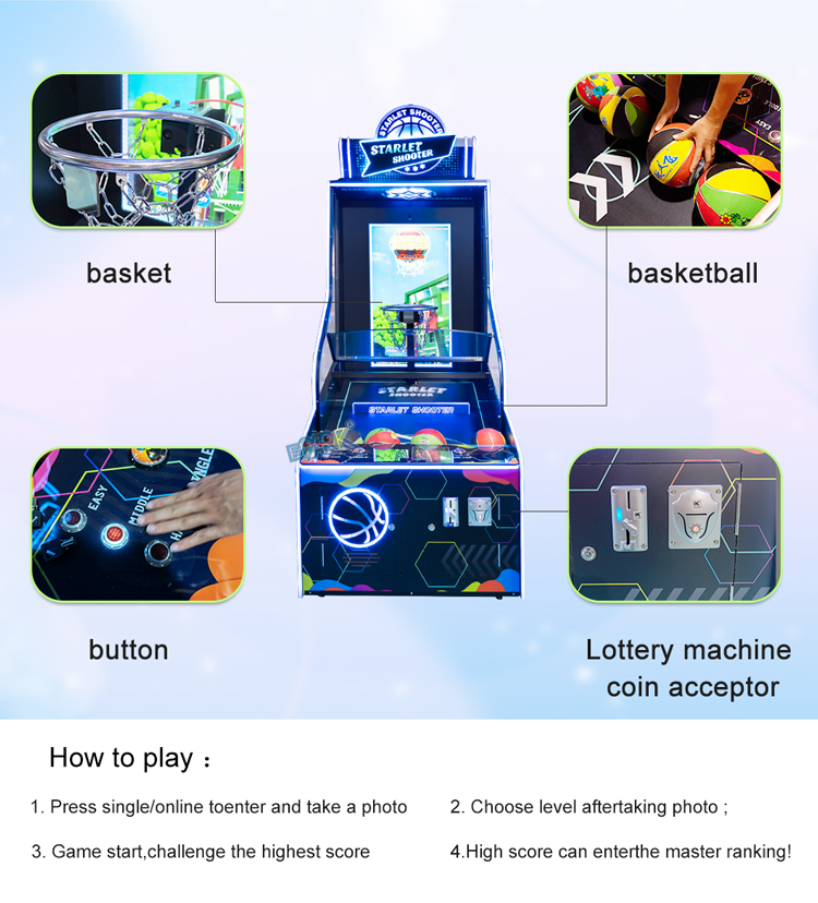 Customized Coin Operated Kids Basketball Machine Arcade Basketball Game Machine factory