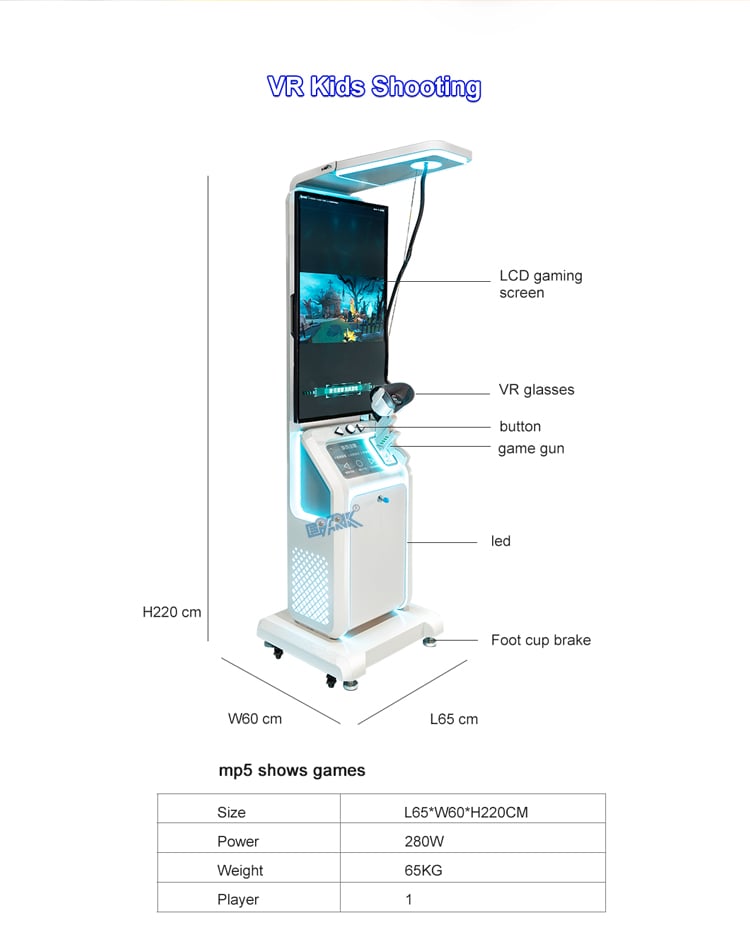 Theme Park Virtual Reality Game VR Gun Simulator Shooting Game Machine manufacture
