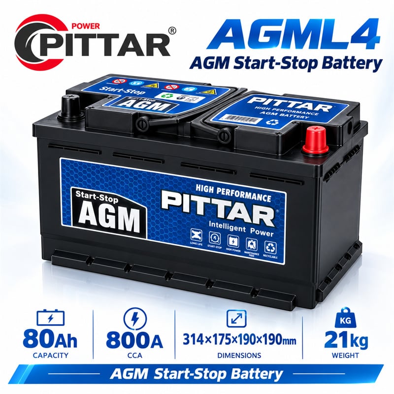 AGM L4 12V 80Ah Start Stop Car Battery – DIN L4 AGM Technology, Premium Power for Modern Vehicles