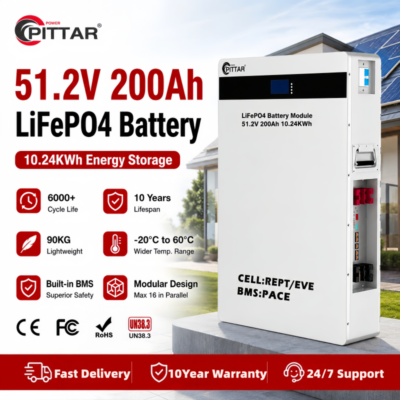 Wall-Mounted 51.2V 200Ah 10.24kWh LiFePO4 Lithium Battery LW-10K Long Cycle Life Solar Storage & UPS Backup