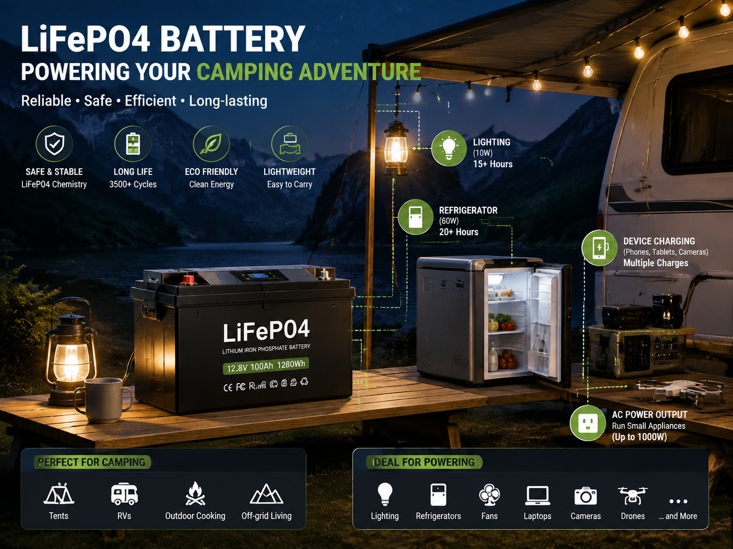 LiFePO4 Battery for Camping