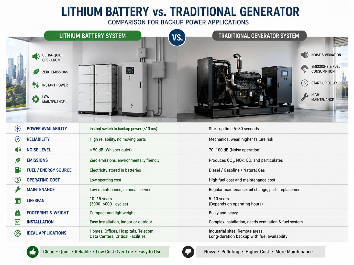 Lithium Battery vs Traditional Generator