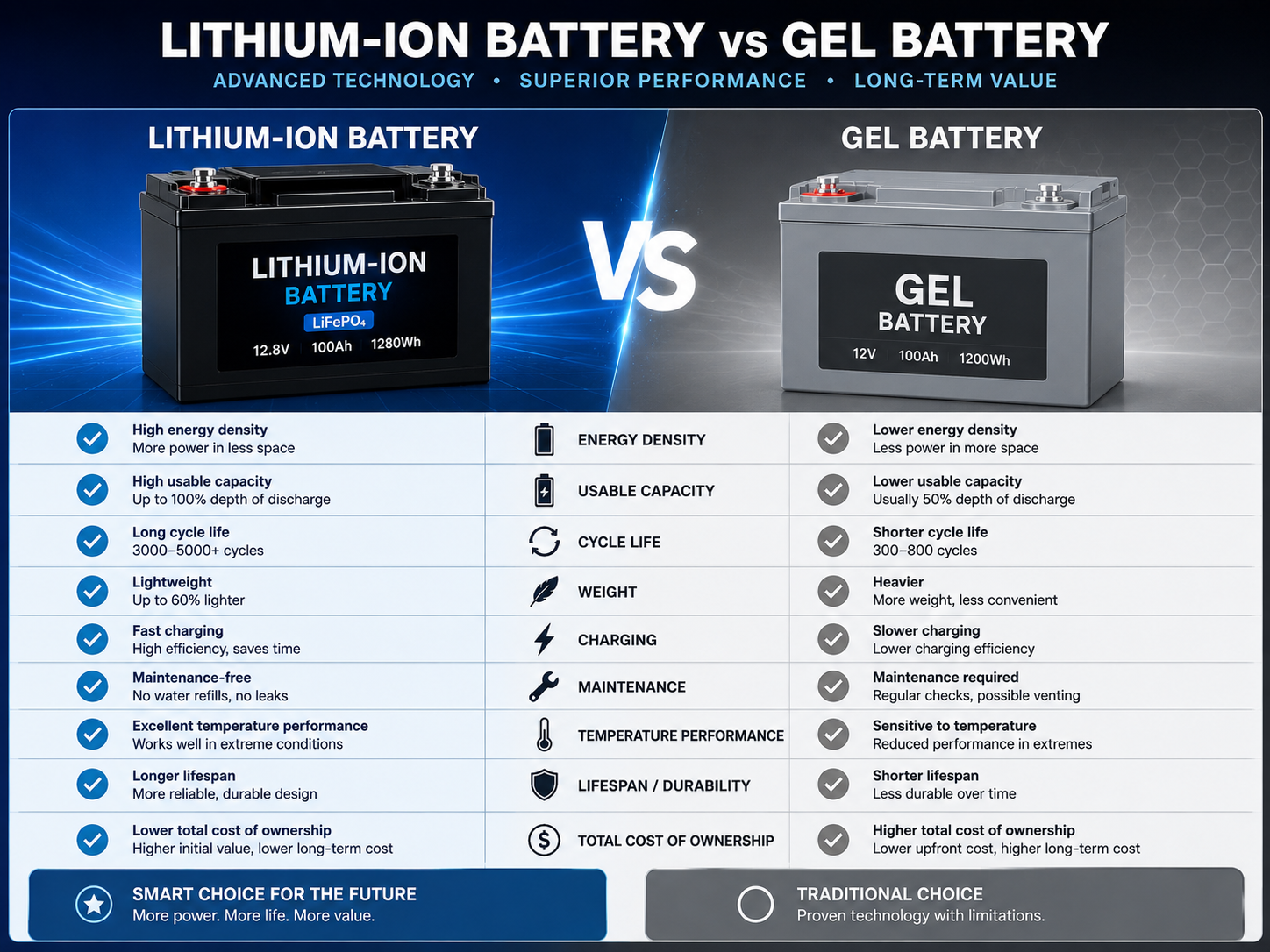 Lithium Battery vs Gel Battery