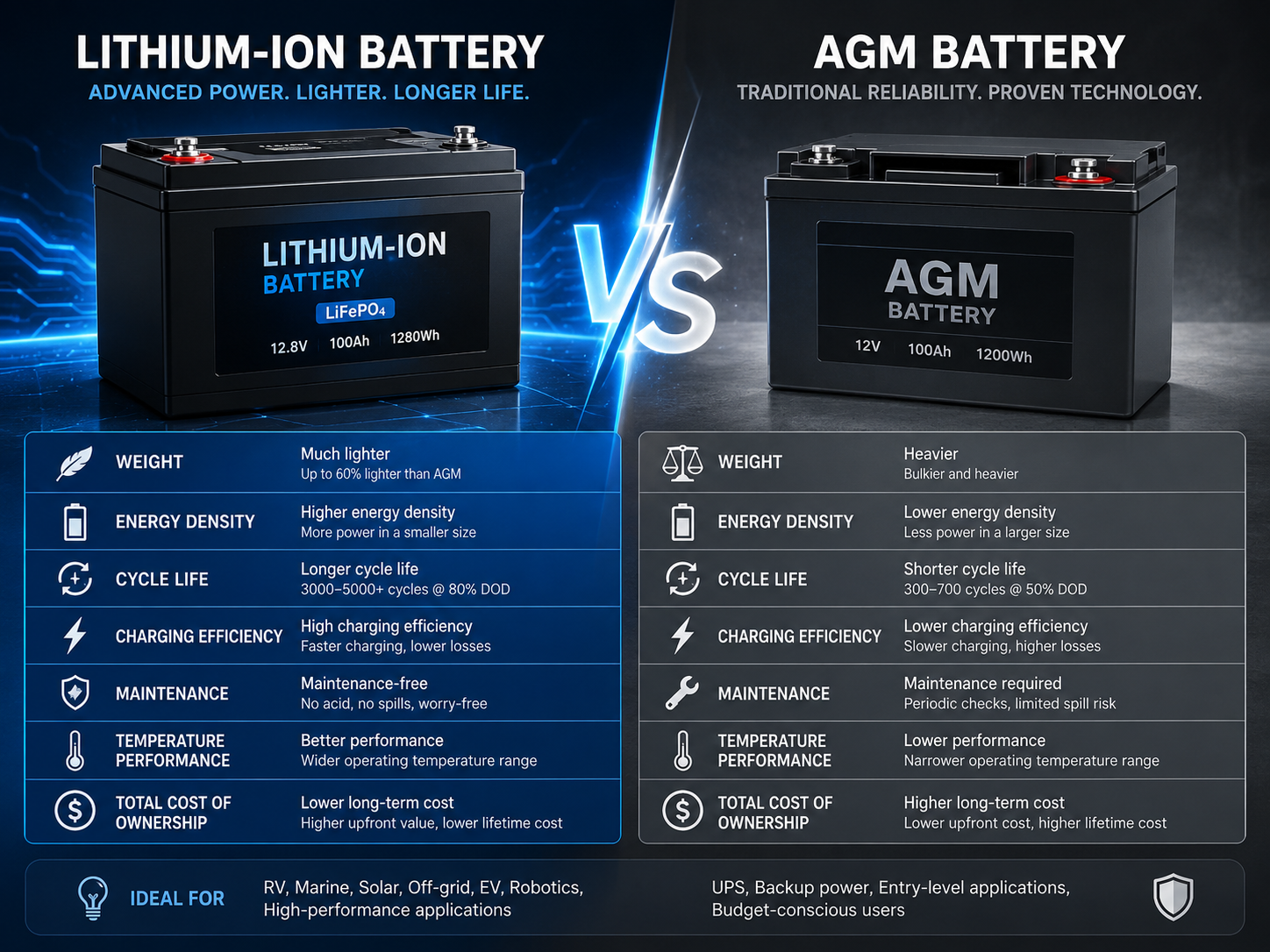 Lithium Battery vs AGM Battery