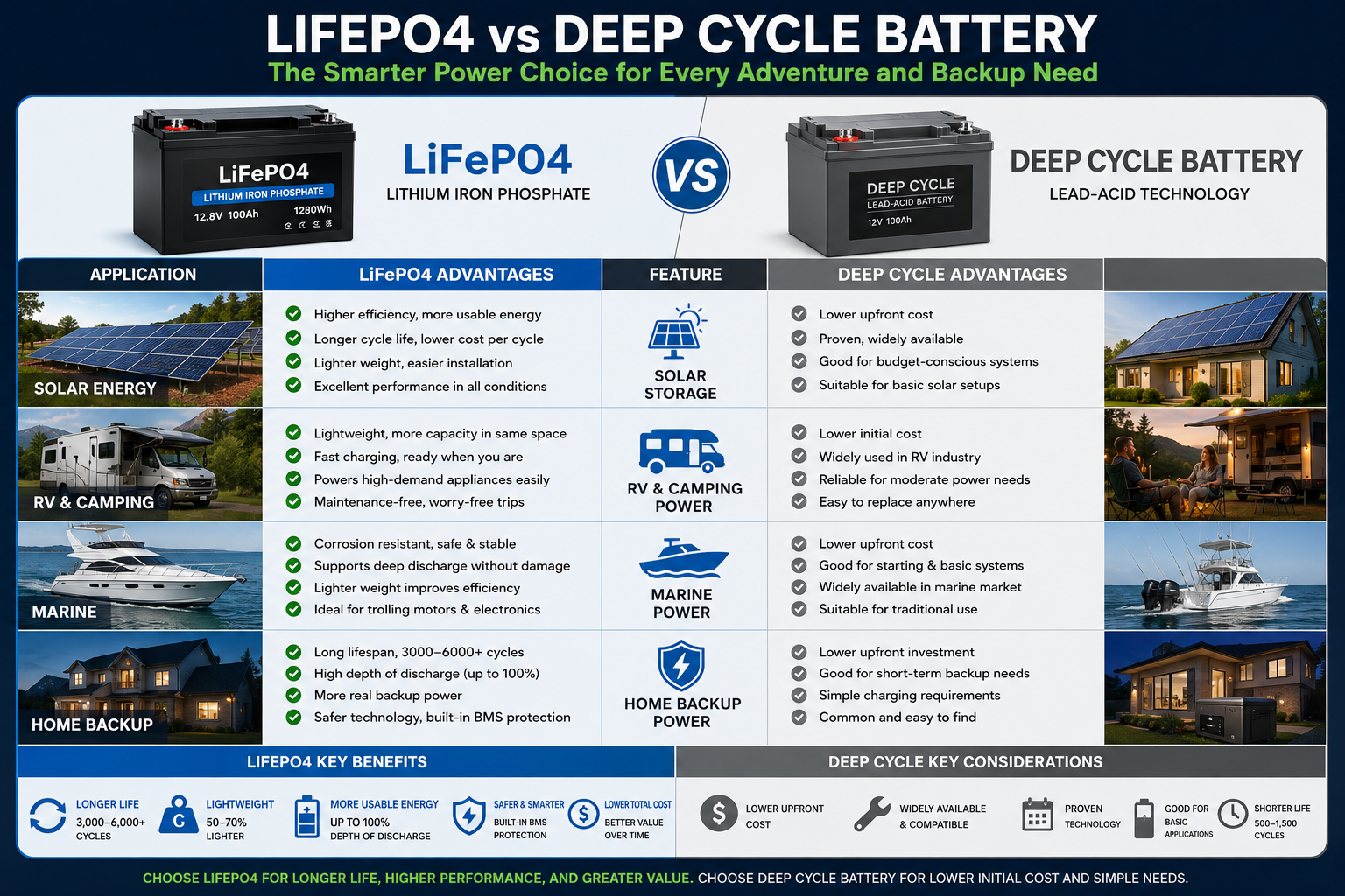 LiFePO4 vs Deep Cycle Battery