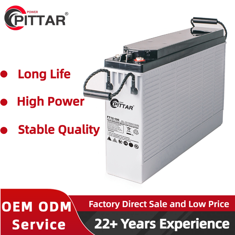 PITTAR FT-D Series 12V Front Terminal Deep Cycle VRLA Battery 55Ah-185Ah with 15-Year Design Life for Telecom, Solar & UPS