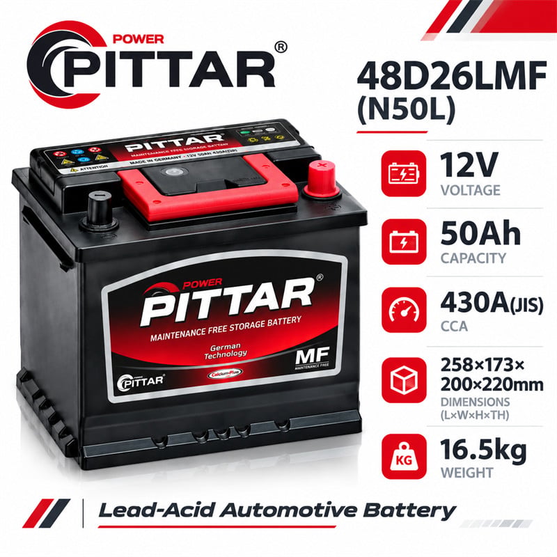 48D26LMF 12V 50Ah Sealed Maintenance Free Car Battery – JIS D26 Group, Reliable & Compact