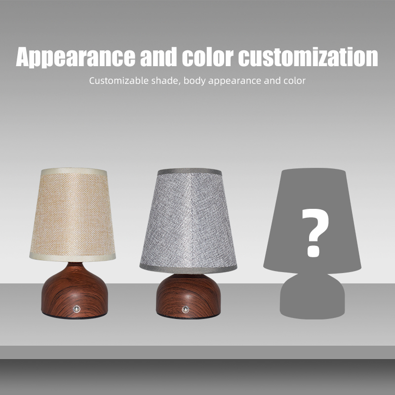 Modern exquisite wood fabric three-color stepless dimming dining room bedroom table lamp