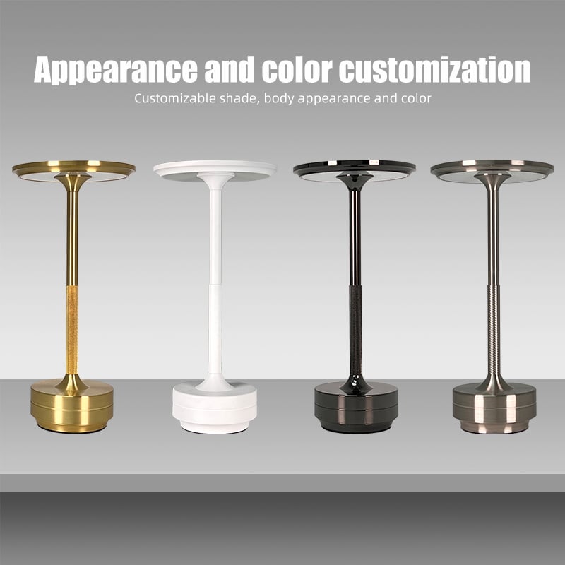 Modern creative metal flat head bedroom restaurant cordless led table lamp