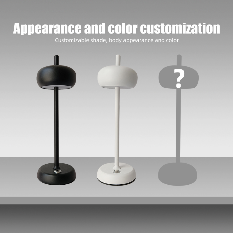 Creative iron metal texture oblate bedroom dining room led cordless table lamp