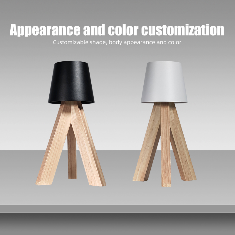 Creative oak base metal round cover living room dining room atmosphere table lamp