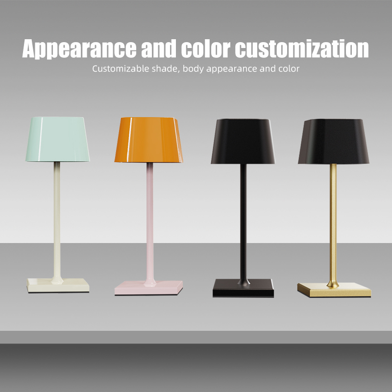 Mini short electroplating bright surface high-end texture square cover atmosphere restaurant table lamp